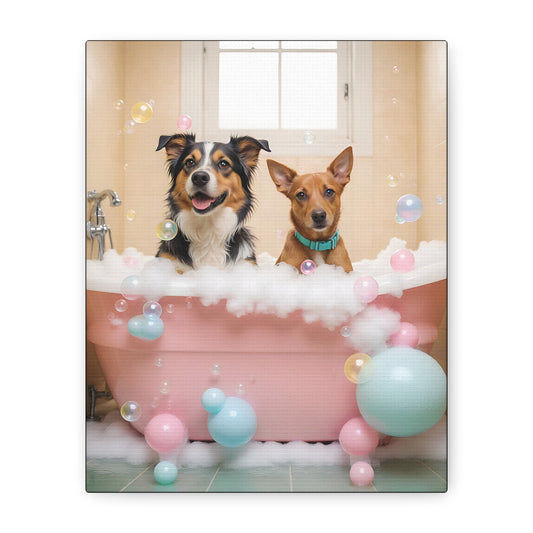 Custom Two Pets Portrait Bathroom Bath
